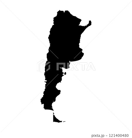 Argentina high detailed vector representation of country silhouette in solid black on white background. For educational, decorative, or informational use showcasing the national outline. Argentina high detailed vector representation of country silhouette in solid black on white background. For educational, decorative, or informational use showcasing the national outline. 121400480