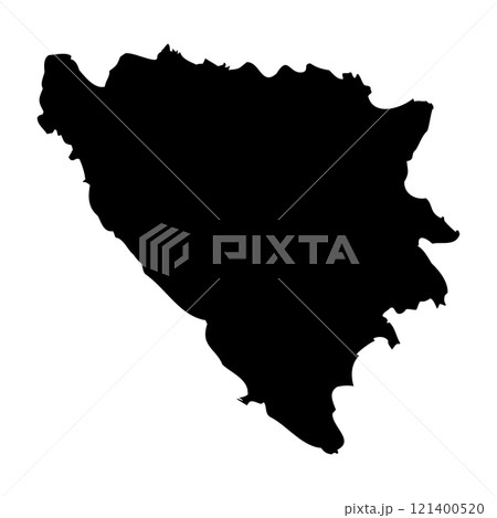 Bosnia and Herzegovina high detailed vector representation of country silhouette in solid black on white background. For educational, decorative, or informational use showcasing the national outline. 121400520