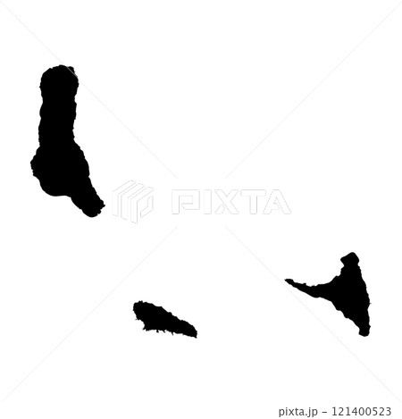 Comoros high detailed vector representation of country silhouette in solid black on white background. For educational, decorative, or informational use showcasing the national outline. 121400523