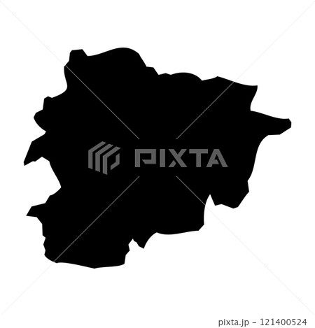 Andorra high detailed vector representation of country silhouette in solid black on white background. For educational, decorative, or informational use showcasing the national outline. 121400524