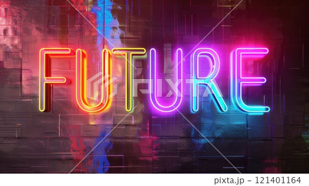 future glowing neon sign illustration 121401164