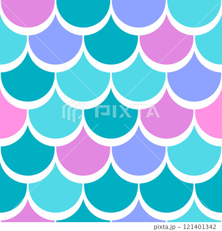 Seamless pattern with scaly fish. Image of underwater surface of marine creatures. 121401342