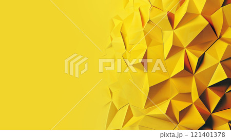 Yellow geometric background with polygons for text. Triangle banner for lettering and design 121401378