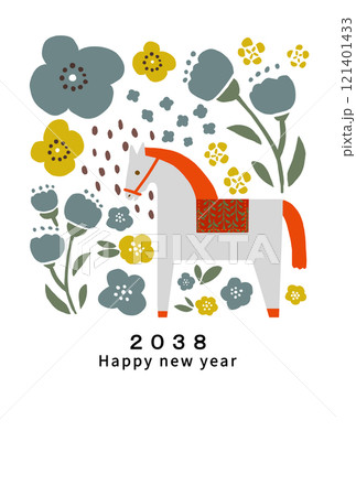 2038年　午年　年賀状テンプレート 121401433
