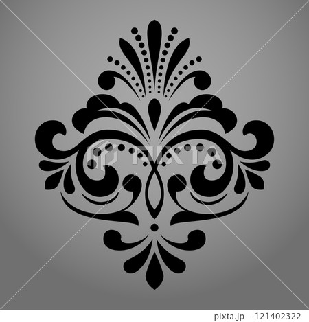Damask graphic ornament. Floral design element. Black and gray vector pattern 121402322
