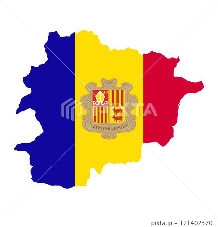 Andorra map silhouette with flag on white background 121402370