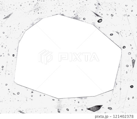 黒いスプレーを散らしたアートな変形フレーム 121402378