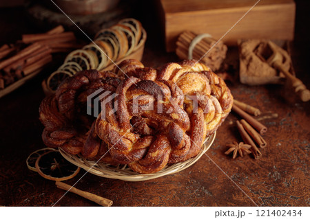 Homemade pretzel with cinnamon and sugar. Homemade pretzel with cinnamon and sugar. 121402434
