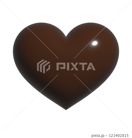 ハートの形のビターチョコレート　3dレンダリング　背景透過　png 121402815