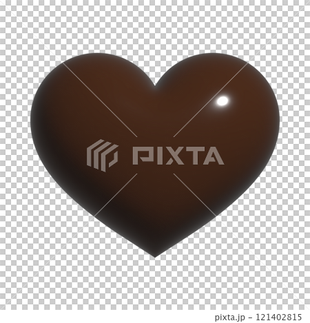 ハートの形のビターチョコレート　3dレンダリング　背景透過　png 121402815