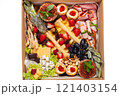 Healthy food delivery. Take away of natural organic low carb. Eat right concept, fitness nutrition take away in boxes, cutlery and package, top view, flat lay Food delivery for the holiday 121403154
