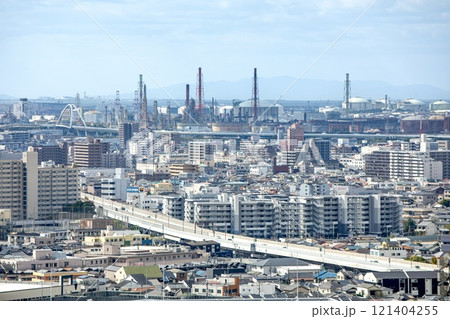 堺市、堺市役所展望ロビーからの眺め(堺泉北臨海工業地帯方面) 堺市、堺市役所展望ロビーからの眺め(堺泉北臨海工業地帯方面) 121404255