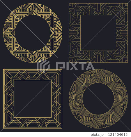 Set decorative circular vintage geometrical ornament. 121404613