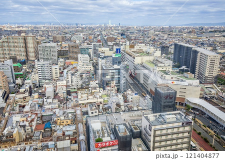 堺市、堺市役所展望ロビーからの眺め（天王寺方面） 121404877