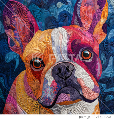 カラフルなフレンチブルドッグのイラスト素材 [121404998] - PIXTA