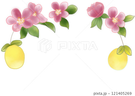 花梨（カリン）の花と実のカード 121405269