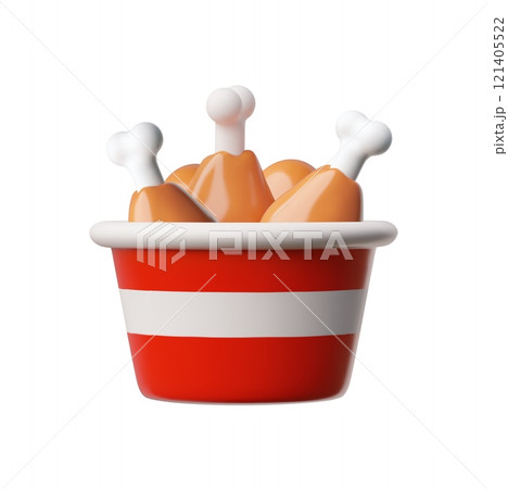 3d fast food. Сhicken legs in a red plastic container. 121405522