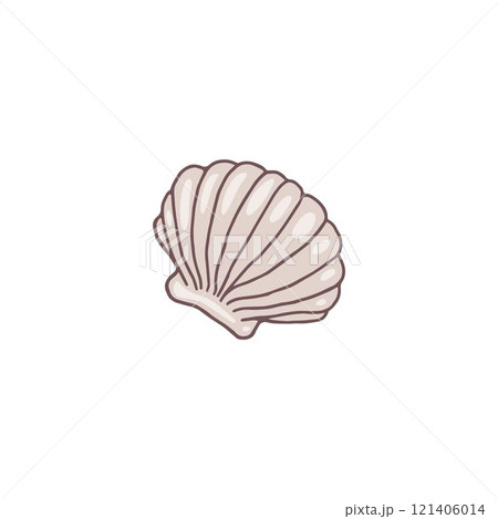 Funny cartoon vector illustration with a picture of a shell on a white background 121406014