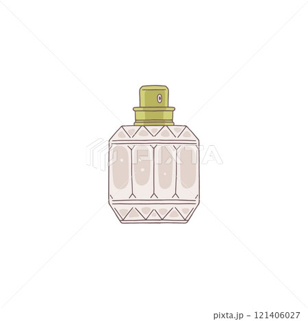 Vector illustration with the image of a bottle of perfume with a spray. 121406027