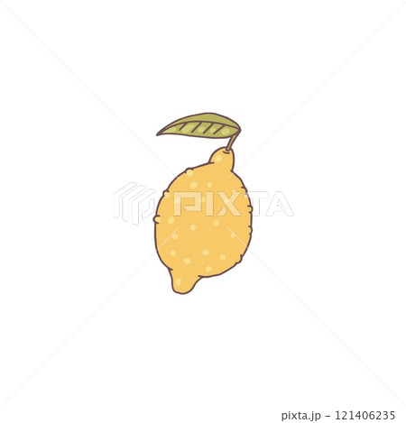 Vector image of a whole lemon with a leaf and peel on a white background 121406235