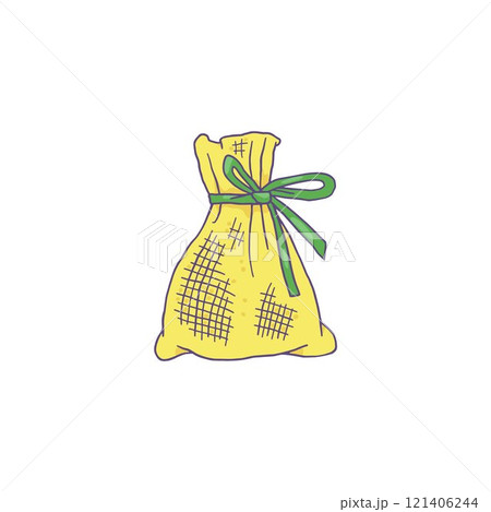 Vector illustration with the image of an aromatic sachet, yellow color on an isolated background. 121406244
