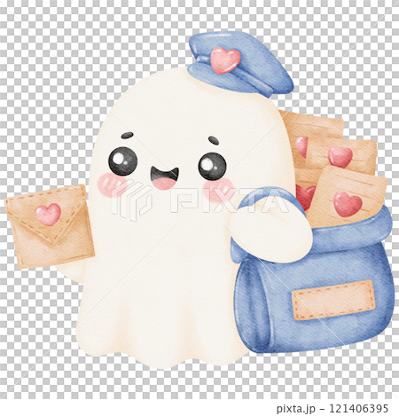 Romantic Valentine Ghost Artwork, A sweet ghost delivering heart-shaped love letters, showcasing a charming Valentine theme for creative projects or festive designs. Romantic Valentine Ghost Artwork, A sweet ghost delivering heart-shaped love letters, showcasing a charming Valentine theme for creative projects or festive designs. 121406395