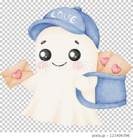 Romantic Valentine Ghost Artwork, A sweet ghost delivering heart-shaped love letters, showcasing a charming Valentine theme for creative projects or festive designs. Romantic Valentine Ghost Artwork, A sweet ghost delivering heart-shaped love letters, showcasing a charming Valentine theme for creative projects or festive designs. 121406396
