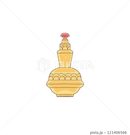 Vector graphics depicting a vintage gold perfume bottle with a lid on a white background. Vector graphics depicting a vintage gold perfume bottle with a lid on a white background. 121406566
