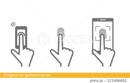 指紋認証の人差し指イラストセット 銀行 スマホ 携帯電話 指紋認証の人差し指イラストセット 銀行 スマホ 携帯電話 121406602