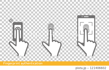 Fingerprint authentication index finger illustration set Bank Smartphone Mobile phone 121406602