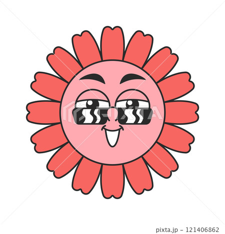 Funky cool daisy flower character Funky cool daisy flower character 121406862