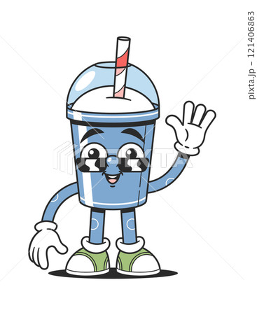 Funky milkshake sweet drink character 121406863