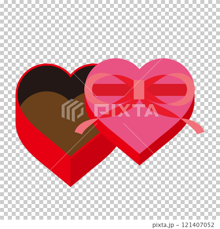 ハートの形をしたキュートなピンクのチョコの箱 121407052