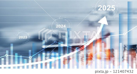 Financial background, economic growth 2023-2025. Abstract background 121407432