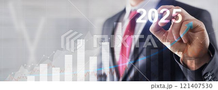 Financial background, economic growth 2025. Abstract background. Mixed Media 121407530