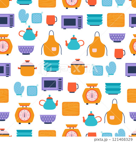kitchen tools seamless pattern 121408329