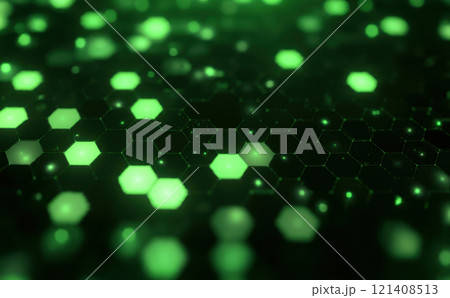 Artistic Neural Links Network Abstract background hexagon pattern with glowing lights 121408513