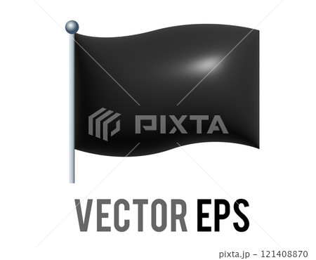 3D rectangular black flag icon with silver pole 121408870