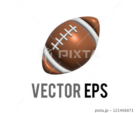 3D classic brown american football or rugby game ball icon 121408871