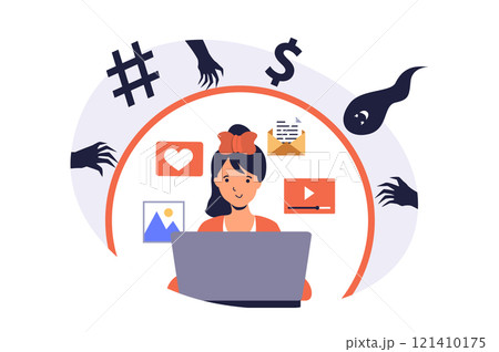 Internet cyber safety for kids web concept with flat cartoon people for website design. Internet cyber safety for kids web concept with flat cartoon people for website design. 121410175