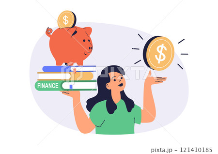 Financial literacy web concept with flat cartoon people for website design. Financial literacy web concept with flat cartoon people for website design. 121410185