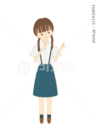 斜め上を指差す女の子1（②） 121410653