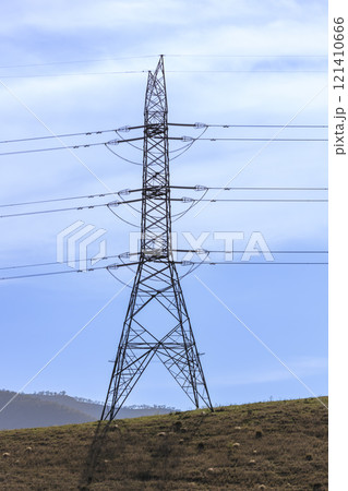 A large steel structure supporting the electricity network 121410666