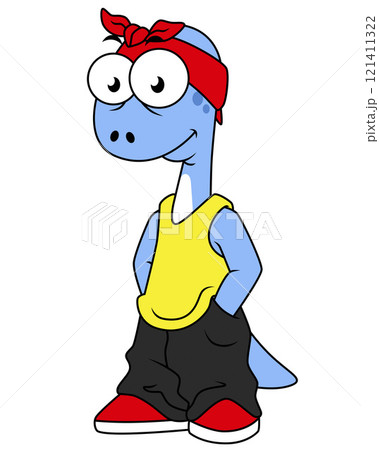 Illustration of a Brontosaurus dressed in hip hop clothing. Illustration of a Brontosaurus dressed in hip hop clothing. 121411322