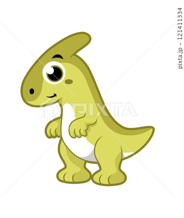 Cute illustration of a Parasaurolophus dinosaur. 121411334