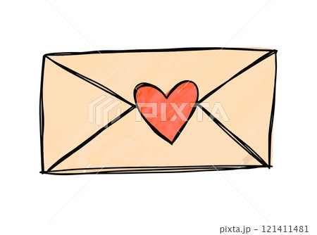 Watercolor doodle of a love letter. Vector illustration. 121411481