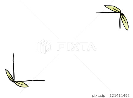 Hand drawn frame with doodle leaves. Vector illustration. 121411492
