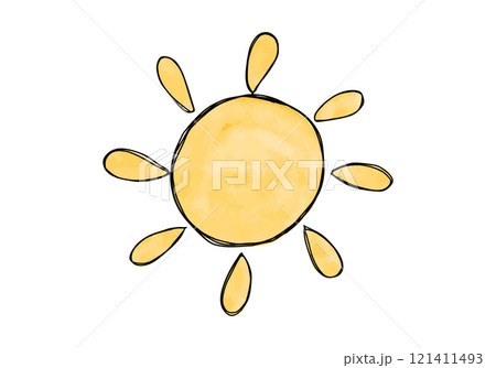 Sun watercolor doodle element. Vector illustration. 121411493