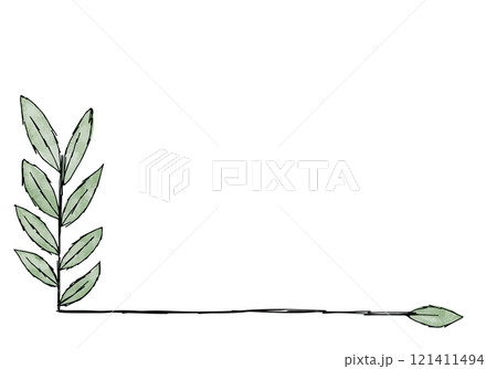 Hand drawn frame with doodle leaves. Vector illustration. 121411494
