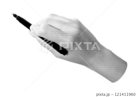 Halftone image of hand holding a pen 121411960